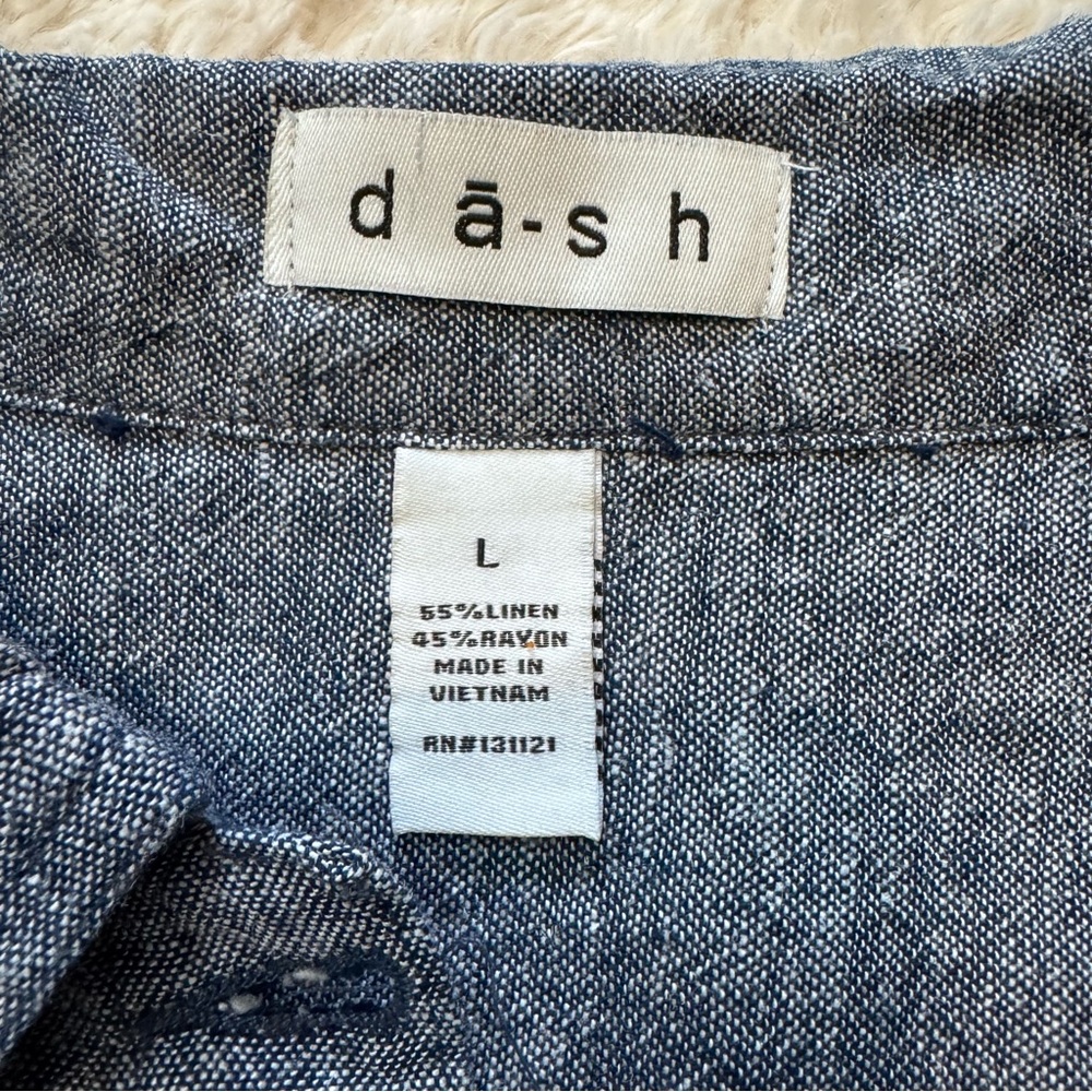 da-sh Blue Linen Rayon Trucker Jacket Large Coastal Grandmacore large spring - Picture 5 of 5